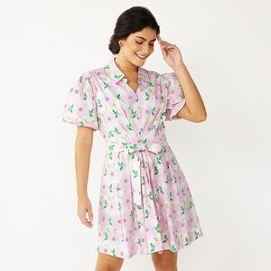 DRAPER JAMES RSVPTM Puff Sleeve Button Front Dress